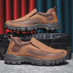 (Medical Certification) Men's Orthopedic Genuine Leather Shoes for Diabetics, Arch Support Hiking Shoes for Plantar Fasciitis